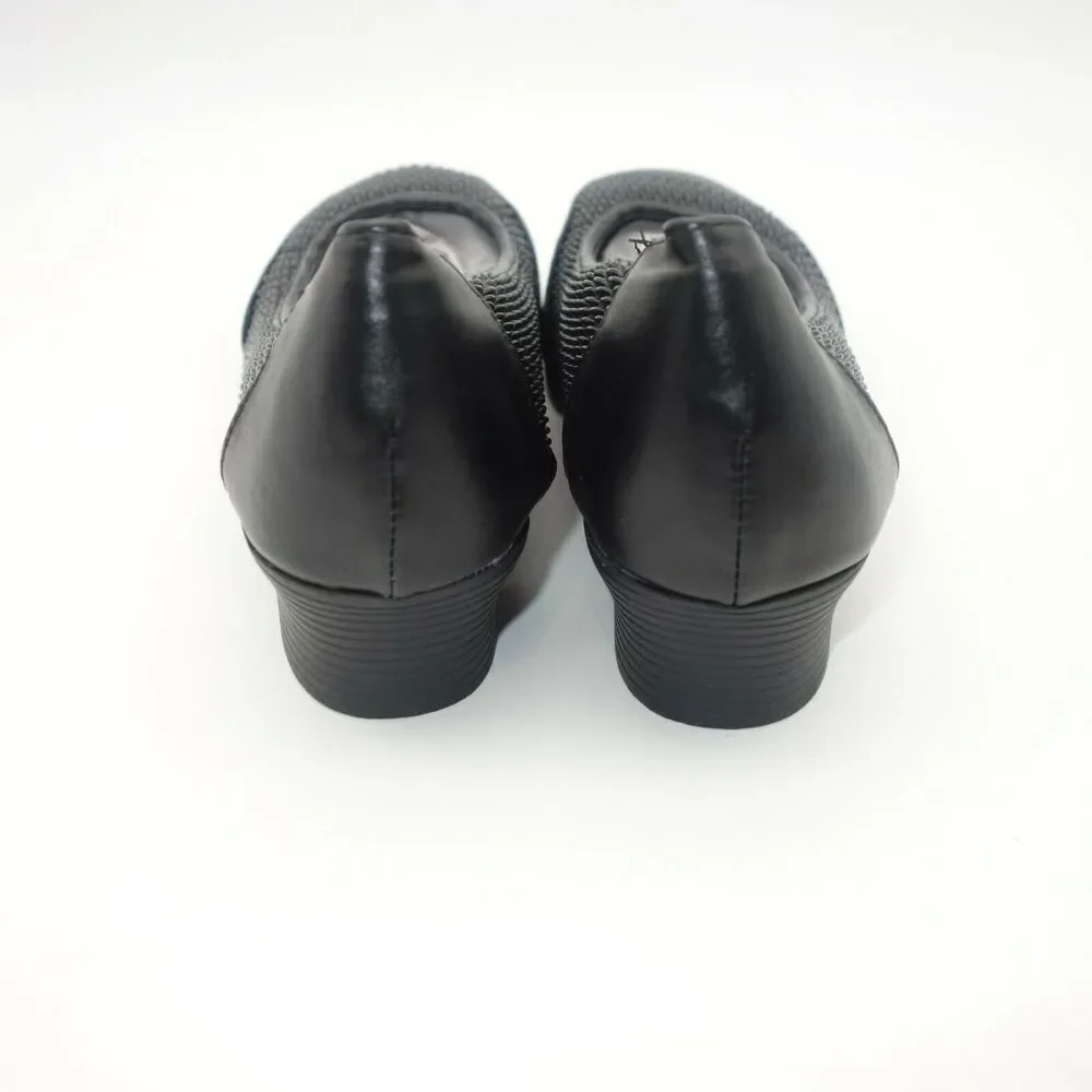 NEW Comfort-well Beacon Stretch-n-Form Pumps Black Square Medium Heel Shoes 7.5